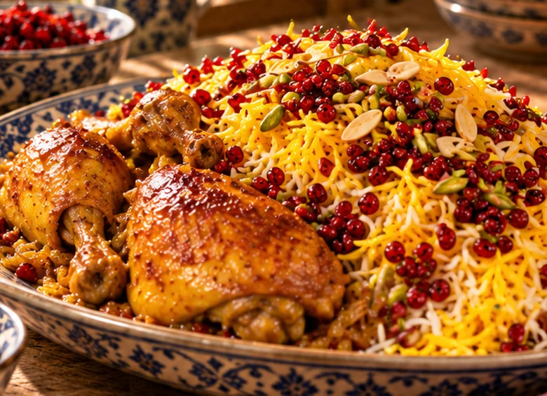 Zereshk polo with chicken