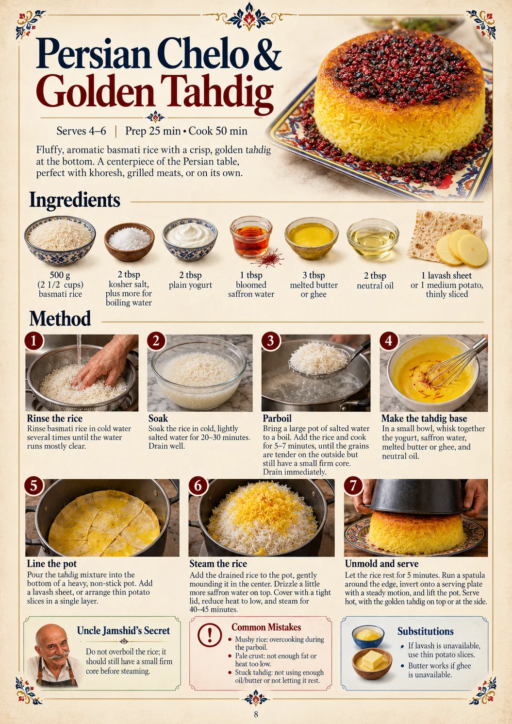 Persian Tahdig recipe sample page